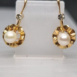 Sleepers Earrings 18k Rose gold set with Pearl-Hallmark Eagle Head