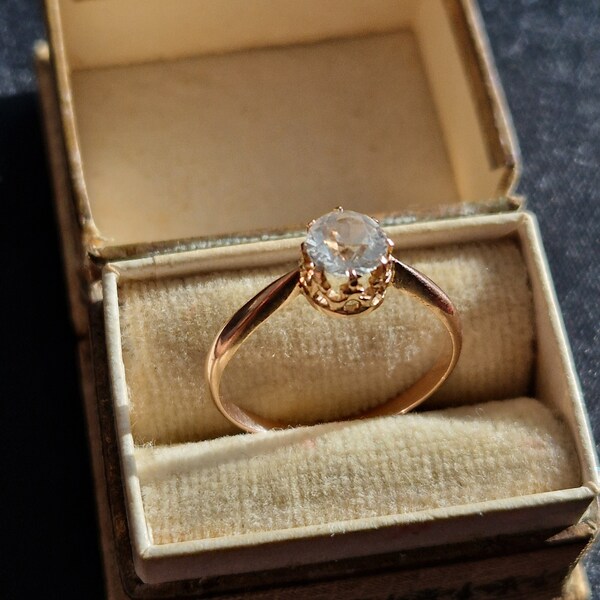 Engagement ring 18k pink gold Ring 0r750 -Fiançailles bague 18carat