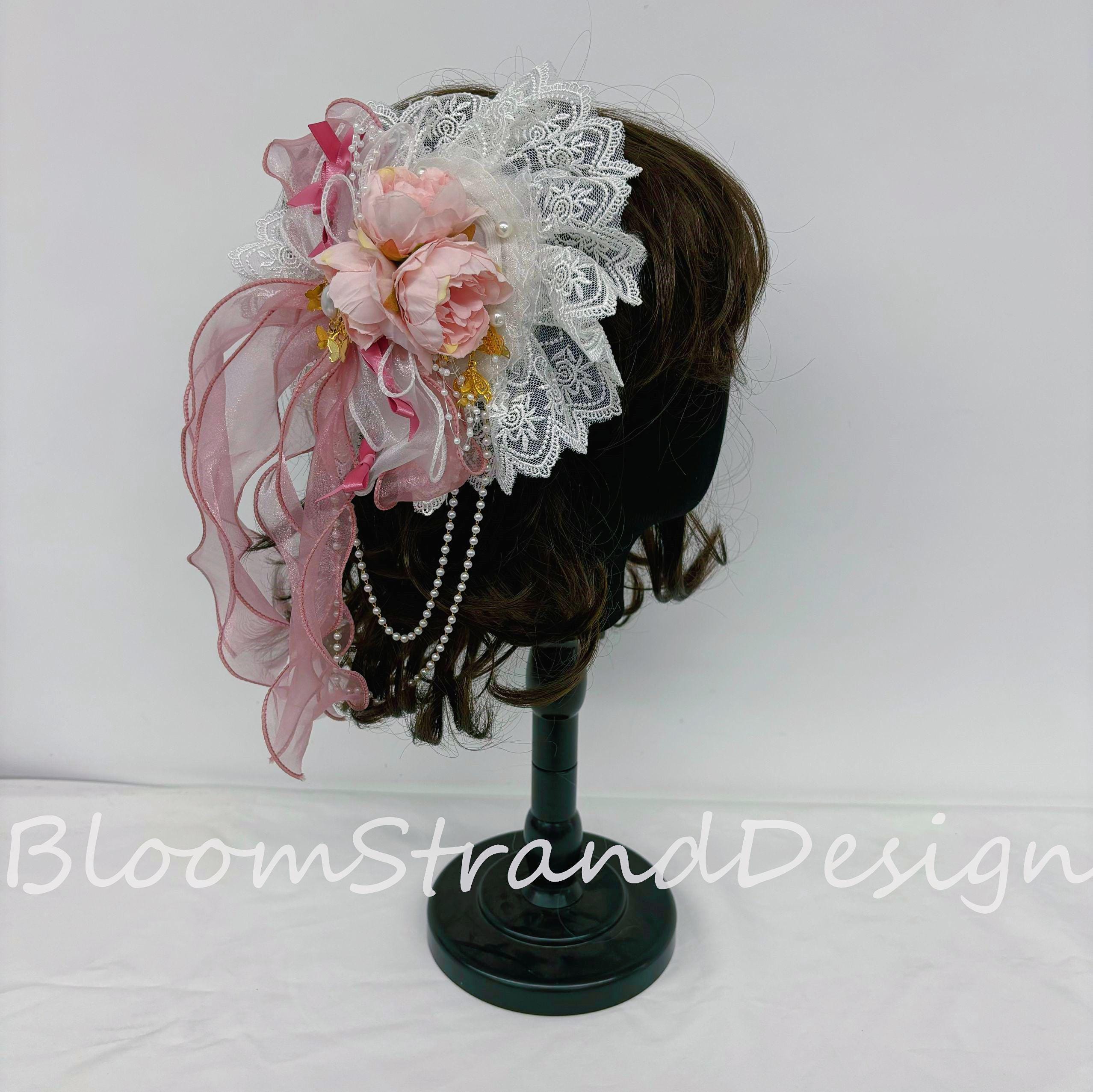 Vintage Derby Hat: Tulle Flower & Pearl Headpiece - Etsy display picture 1