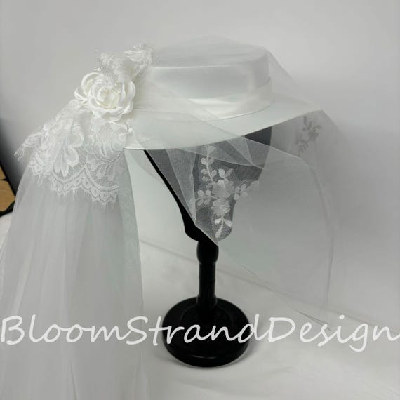 Handmade Ivory Lace Bridal Fascinator: Silk Wedding Hat With  display picture 2