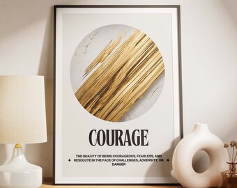 Affiche numérique Courage • Art abstrait pour les espaces de psychologie • Série émotions avec description • Art imprimable • Minimalisme