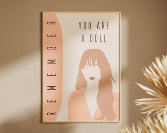 Charming Art Print with Faceless Girl • Remember You Are a Doll Poster • Trendy Wall Art • Printable Art