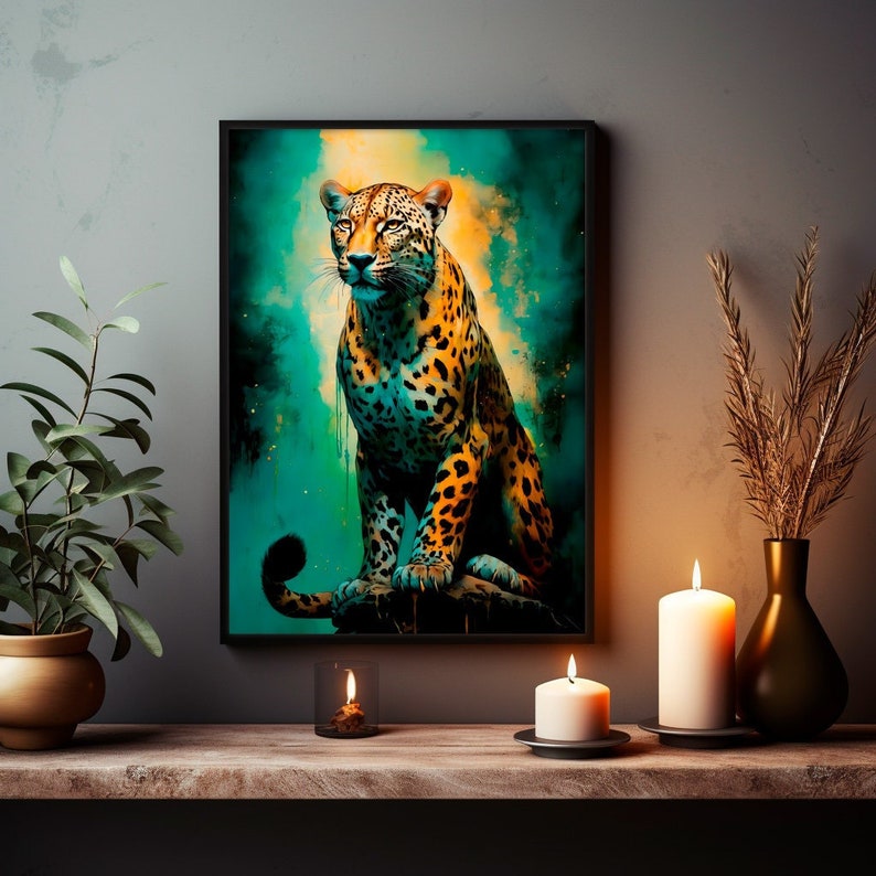Impression numérique léopard pour signe astrologique Scorpion. Cadeau et décoration idéals pour l'astrologie image 1