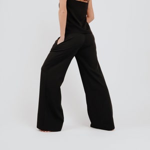 Black classic long trousers with side pockets, Women trouser, Classic trouser, KRIKL, Made in Latvia zdjęcie 1