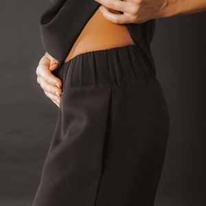 Black classic long trousers with side pockets, Women trouser, Classic trouser, KRIKL, Made in Latvia zdjęcie 7