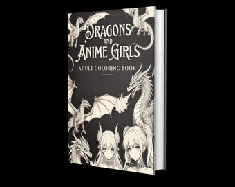 Libro para colorear de dragones fantásticos y chicas anime: 50 diseños intrincados.