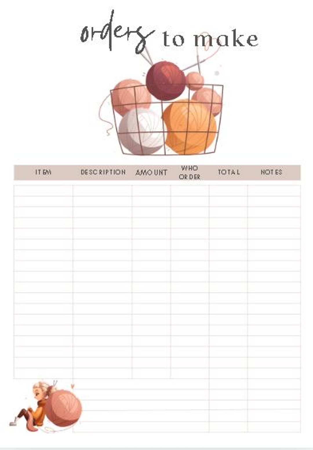Form Tracker Design Handmade Order Form/tracker - Digital File - Download File - Etsy