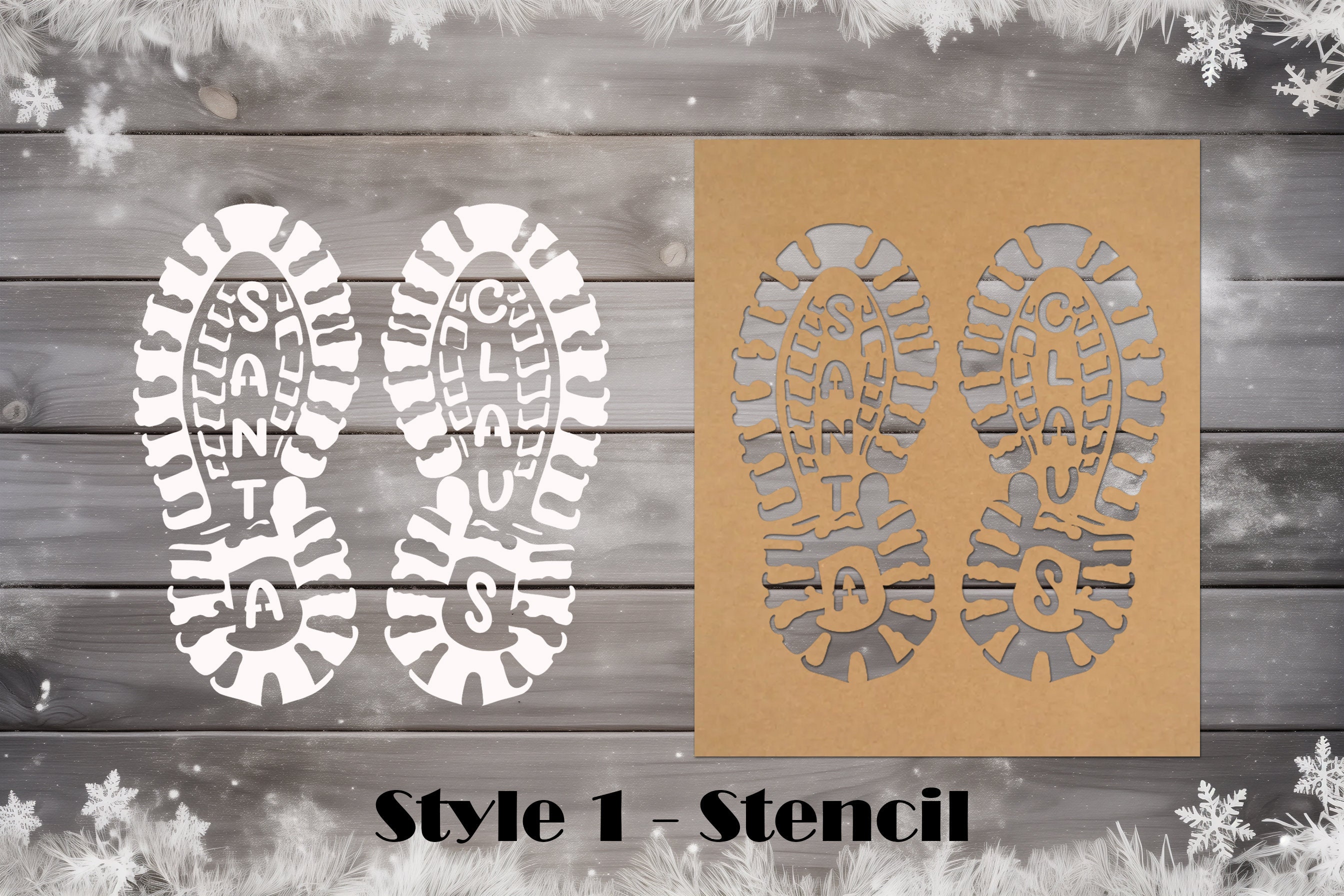 Santa Footprint Svg, Santa Boot Print Svg, Christmas Stencil, Funny Christmas Svg, Santa ...