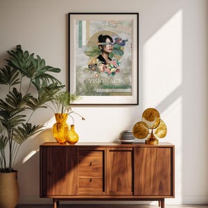 Visionage Digital Collage – Surreal Portrait, Floral Art, Futuristic Aesthetic, Printable Wall Art