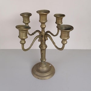 German cast bronze 5 arm candlestick vintage solid bronze candle holder antique five branch candle stand candelabra gothic candelabrum