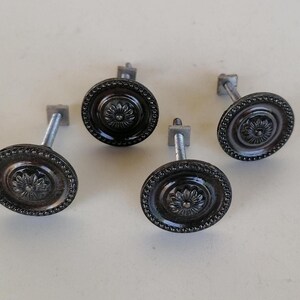 Vintage German Brass Knob Pulls, Set of 4, Retro Cabinet Hardware