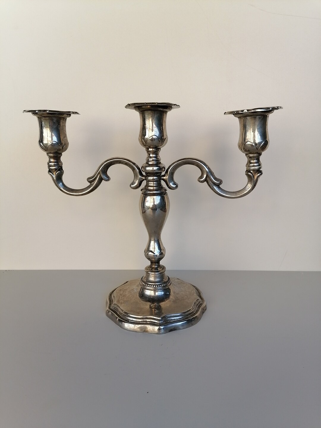 Vintage 3 Arm Silver Plated Candle Holder, Antique 3 Branch Candlestick