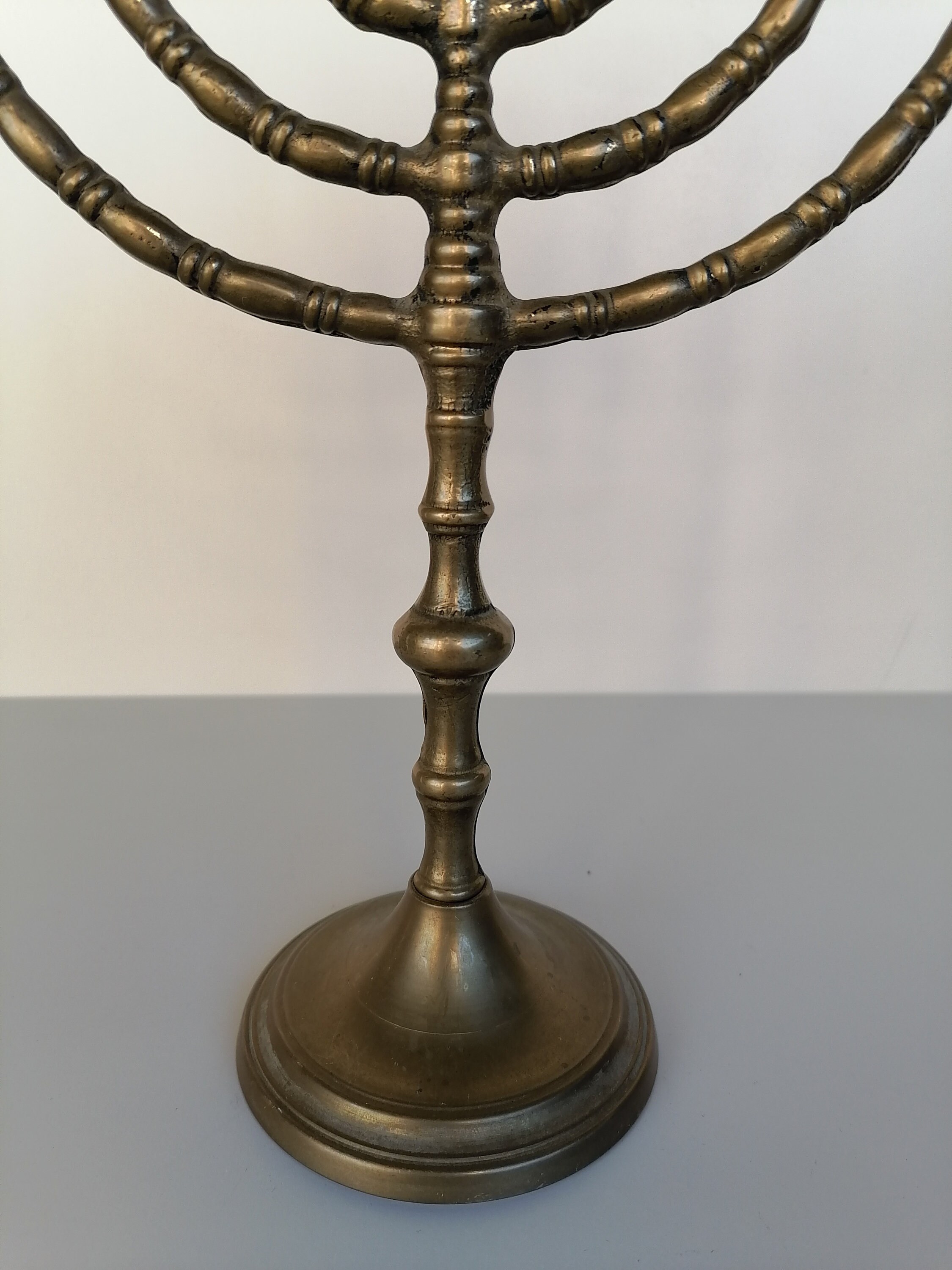 7 Branched Jewish Brass Candle Holder ,vintage 7 Arm Candelabrum Jewish