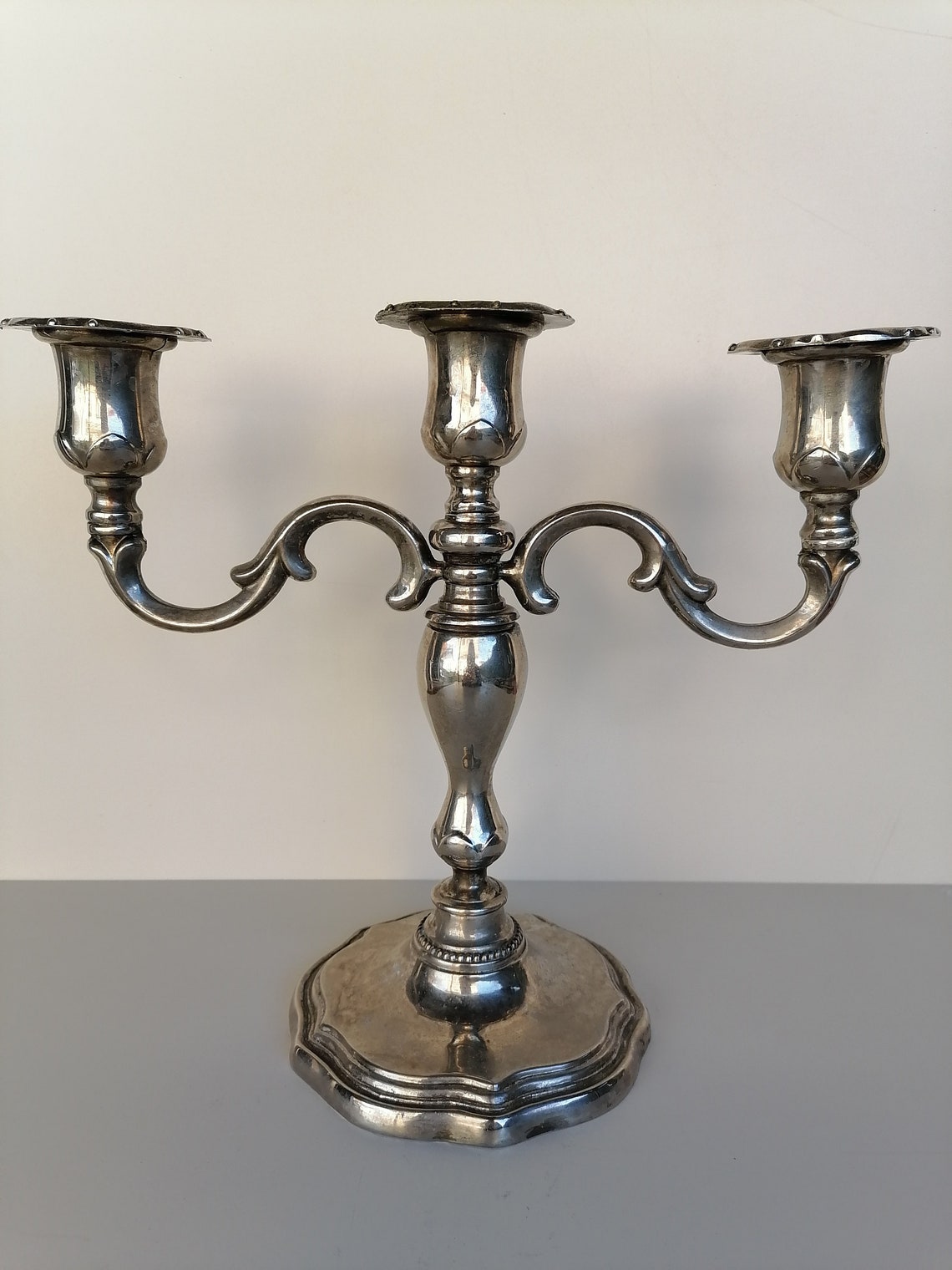 Melody Jane Dollhouse 3 Arm Silver Chandelier - Miniature Electric Light With Glass Shades, 1:12 Scale - View #4