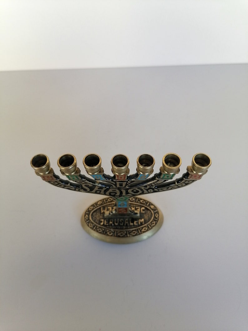 7 Arm Jewish Brass Candle Holder ,vintage Brass 7 Branches Candlestick