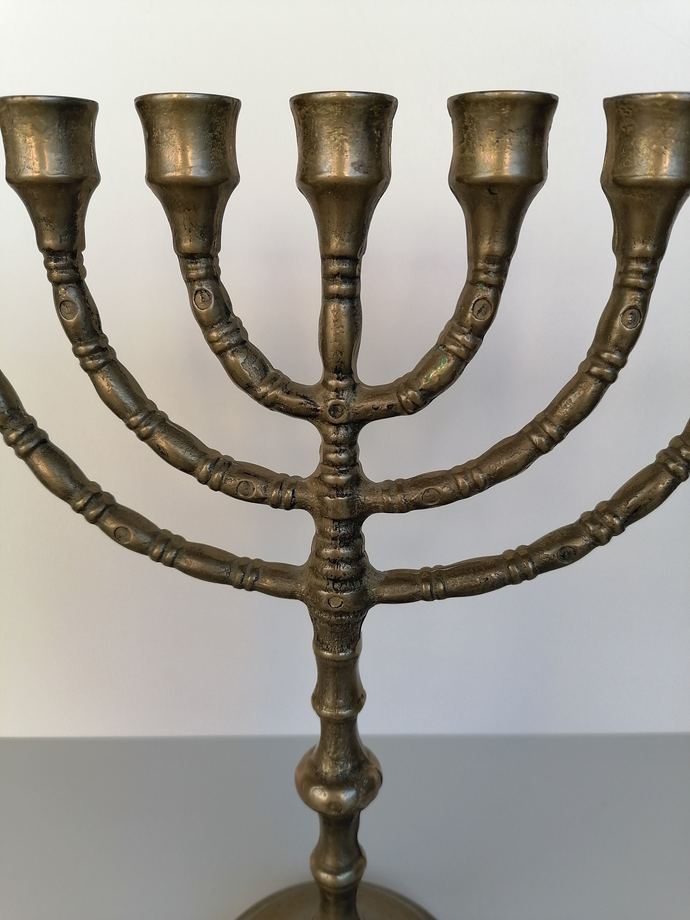 7 Branched Jewish Brass Candle Holder ,vintage 7 Arm Candelabrum Jewish Art Decor Menorah
