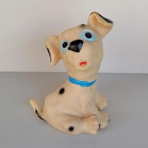 vintage rubber toy Pongo from Biserka Zagreb 101 dalmatians cartoon dog puppy art 246 figure of rubber white dog with black spots