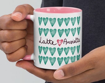 Latte e Ansietta | Tazza con interno colorato | Tazze personalizzate | Mug con design unici | Tazze divertenti | Tazze regalo