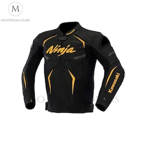 Ninja Kawasaki GPlus Motorbike Riding Jacket -Moto GP Motorcycle Original Leather Racing Jacket with complete Armour- Gift For Bikers