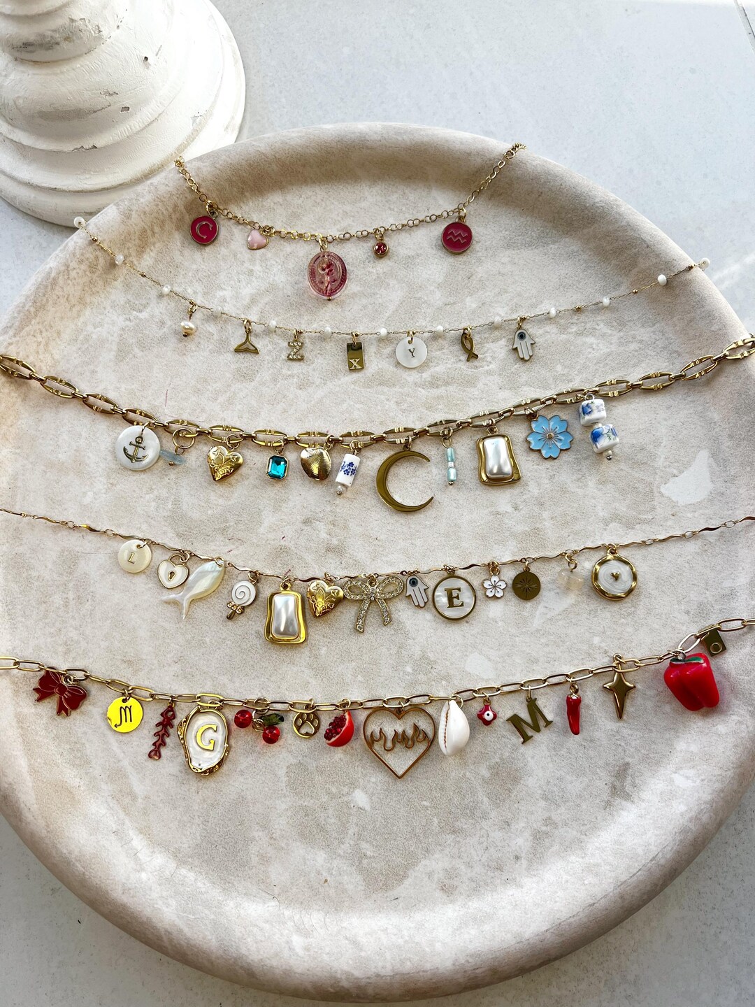 Gold Charm Necklaces Gold Chain 01 - 10, Build Your Own Custom Charm ...