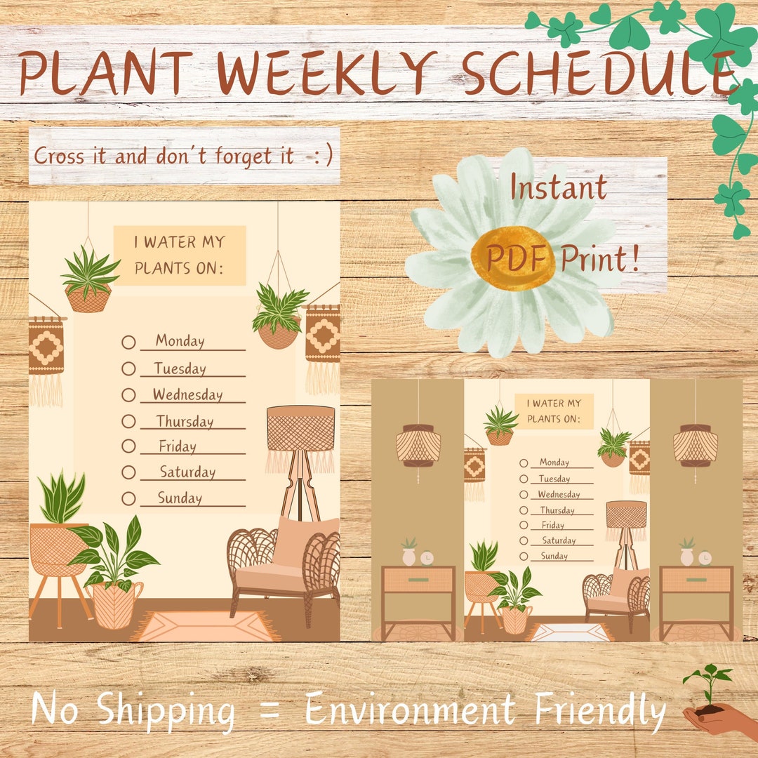 Plant Watering Schedule Printable Weekly Plant Watering Schedule Plant