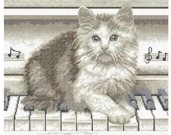 Set de broderie en perles "Chat au piano"