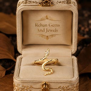 Anillo de serpiente de oro de 14 quilates, anillo de serpiente con diamante cultivado en laboratorio, delicado anillo envolvente, joyería minimalista de animales, anillo de promesa de diamante ético para él.