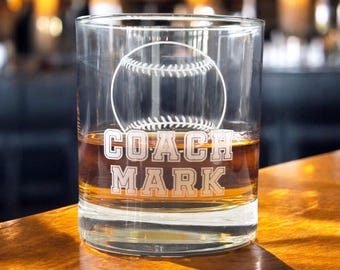 Personalized Baseball Coach Gift: Engraved Bourbon Glass