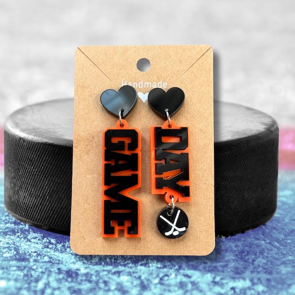Custom Hockey Team Earrings: Double Layer Acrylic School Spirit Jewelry