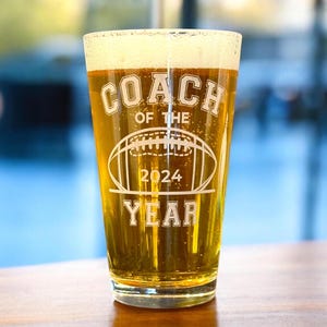 Personalized Football Coach Pint Glass: End of Season Gift