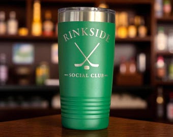 Personalized Hockey Coffee Tumbler: Stainless Steel, Laser Engraved, Hockey Tournament Gift
