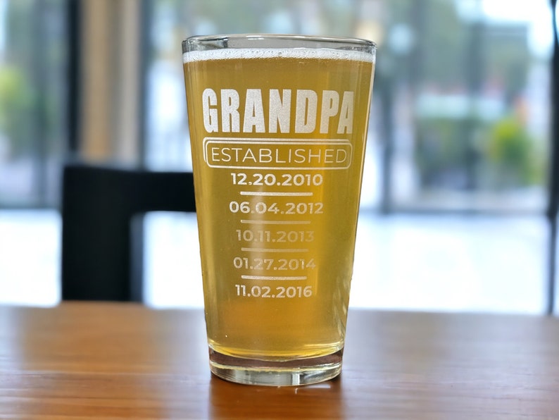 Personalized Father's Day 2024 Pint Glass Gift From Kids Custom Glass