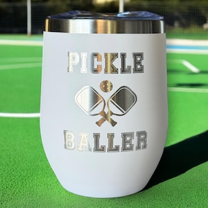 Personalisierte Pickleball 16 Unzen Weinbecher Geschenke, benutzerdefinierte Pickleball Team Geschenke gravierte Tasse, Pickleball Sport Geschenk, Pickleball Geschenk für sie
