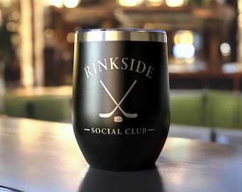 Personalized Hockey Wine Tumbler: Stainless Steel, Laser Engraved, Hockey Tournament gift
