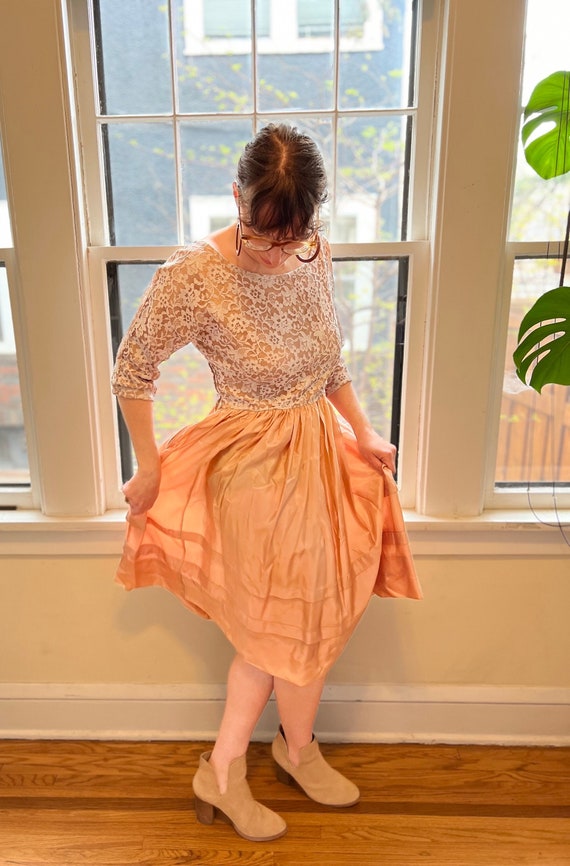 Pretty in peach handmade vintage lace dress