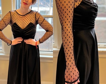 Black lace 80s party dress