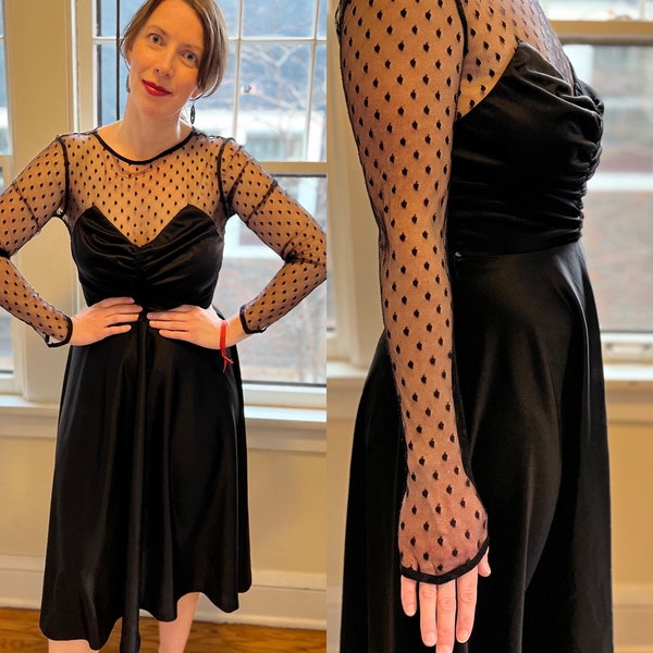 Black lace 80s party dress