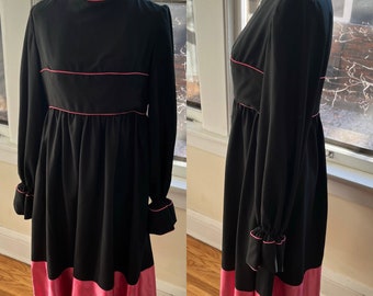 Vintage black and pink silk lined party dress