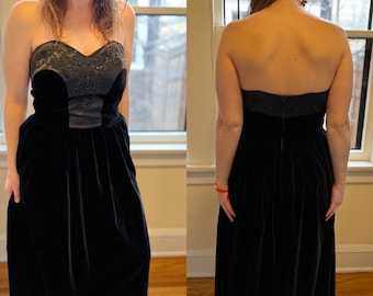 Black velvet beaded ballgown