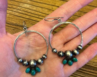 Pendientes vintage de plata de ley y turquesa.