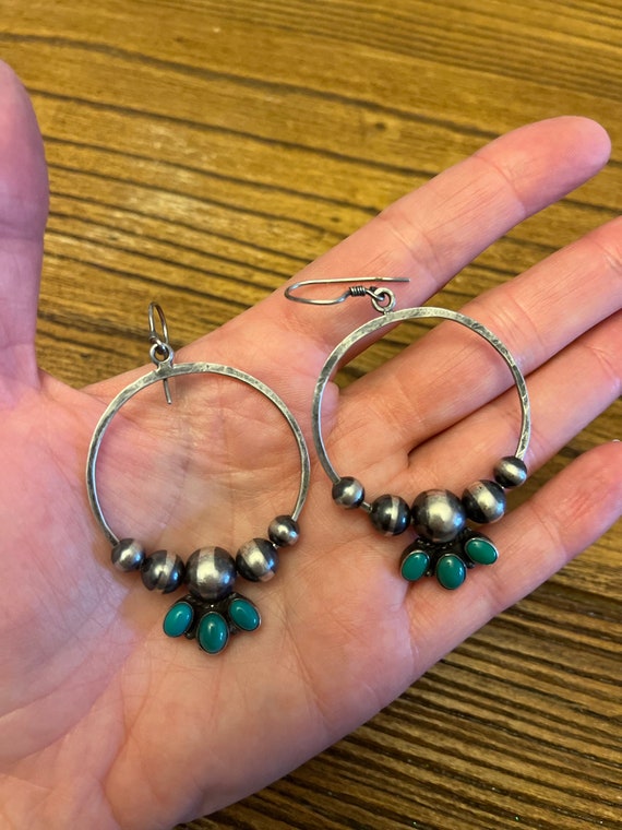 Vintage sterling silver and turquoise gemstone ear