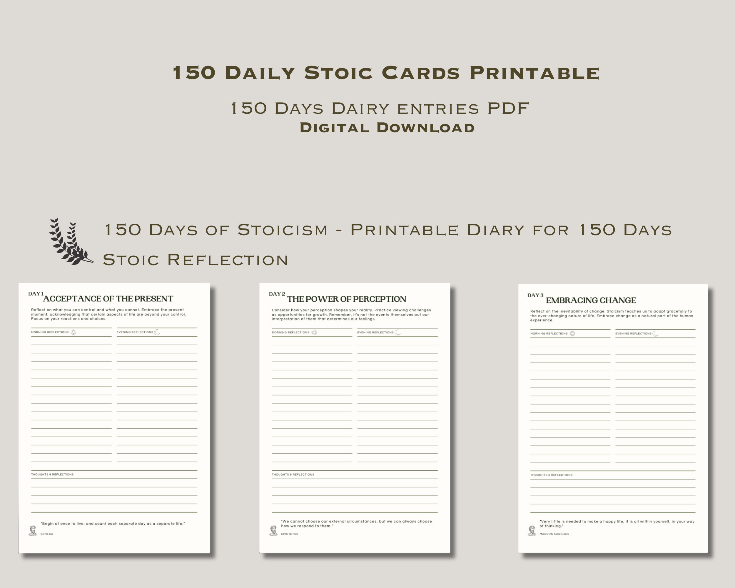 150 Day Stoic Reflection Journal: Daily Meditations (PDF) - Etsy