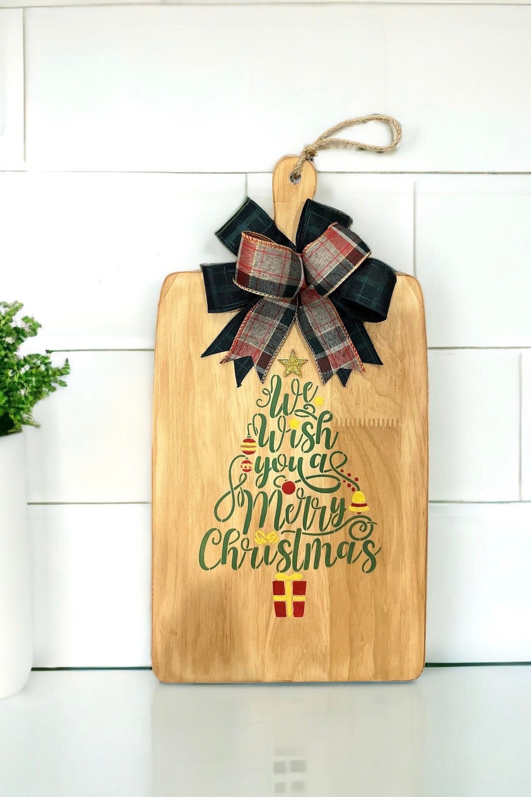 We Wish You A Merry Christmas Decorative Cutting Board Christmas Tree