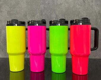 Custom laser engraved neon 40oz tumblers
