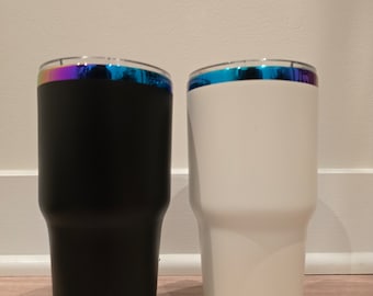 Custom laser engraved rainbow chrome 30oz tumbler