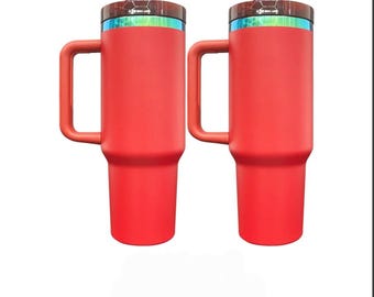 Custom laser engraved red / green chrome 40oz tumbler