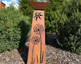 Jabo Design Rost Säule + Schale RS71+S11 "Allium unter Sonne" Säule konisch Gartensäulen Säulen Deko Blumen