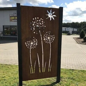 Jabo-Design rust privacy screen "Allium" in CORTEN STEEL or SHEET STEEL Without posts, privacy screen element, rust elements