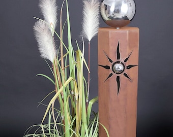 Rost-Säule Mit Hund-Motiv – Gartendeko Aus Edelrost, Ca. 100 Cm Hoch, Handarbeit