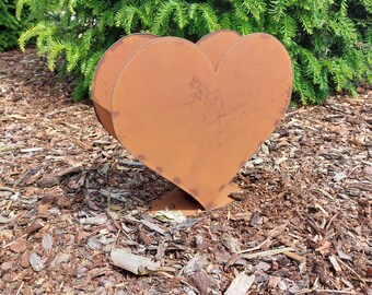 Bolsa decorativa "Corazón de óxido" para plantar, decoración de óxido, decoración de jardín, objeto de óxido, farol de óxido, maceta, aspecto Corten, diseño Jabo
